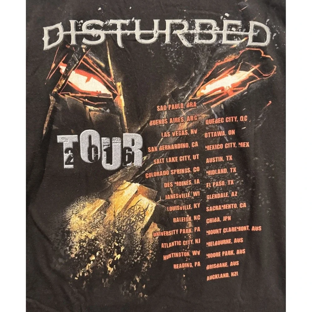 Disturbed Mens Immortalized 2016 Concert World Tour Graphic Shirt Sz XL Band Tee